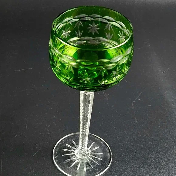 Dining | Vintage Single Cutcrystal Green Wine Glass 7 14 Tall | Poshmark